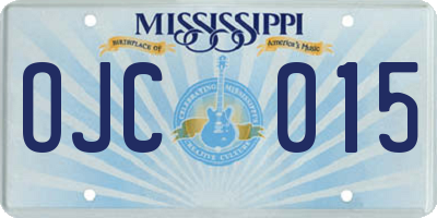 MS license plate OJC015