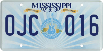 MS license plate OJC016