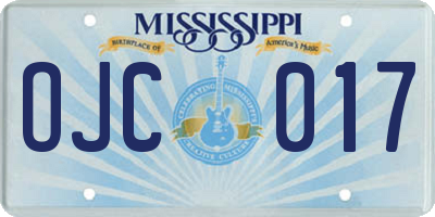 MS license plate OJC017