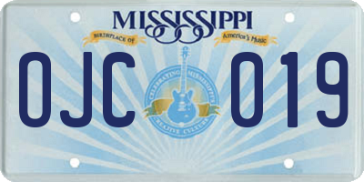 MS license plate OJC019