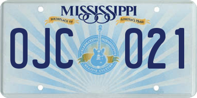 MS license plate OJC021