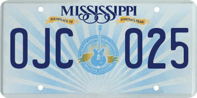 MS license plate OJC025