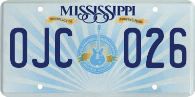 MS license plate OJC026