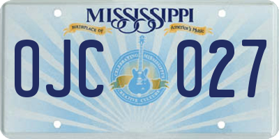 MS license plate OJC027