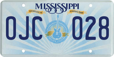 MS license plate OJC028