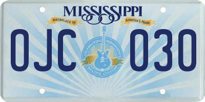 MS license plate OJC030