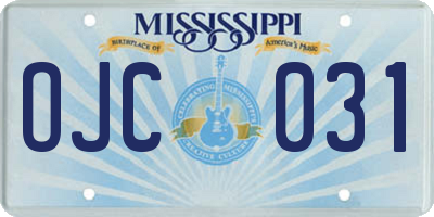 MS license plate OJC031