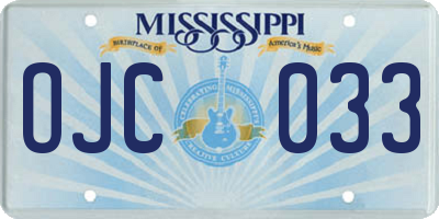 MS license plate OJC033