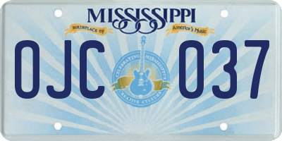 MS license plate OJC037