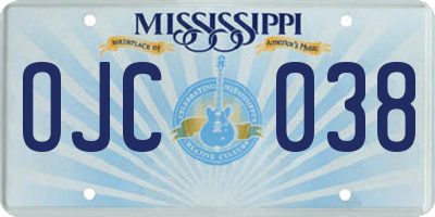 MS license plate OJC038
