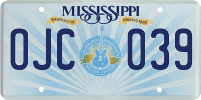 MS license plate OJC039