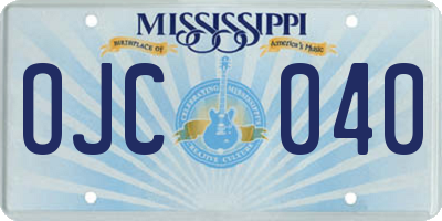 MS license plate OJC040