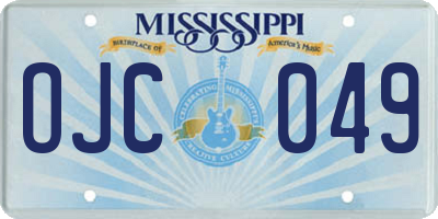 MS license plate OJC049