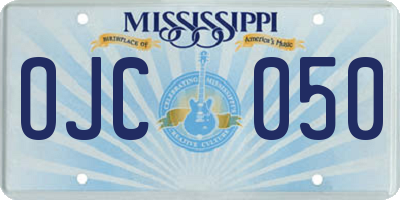 MS license plate OJC050