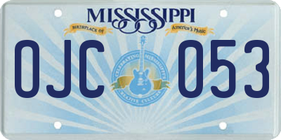 MS license plate OJC053