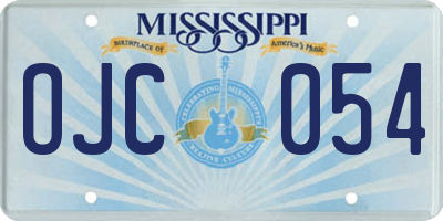 MS license plate OJC054