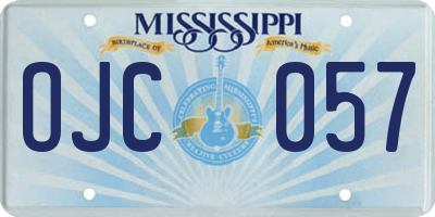 MS license plate OJC057