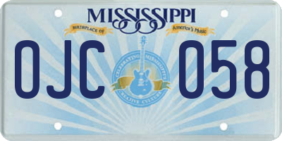 MS license plate OJC058