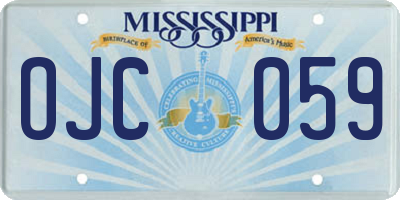 MS license plate OJC059