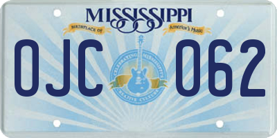 MS license plate OJC062