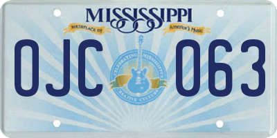 MS license plate OJC063