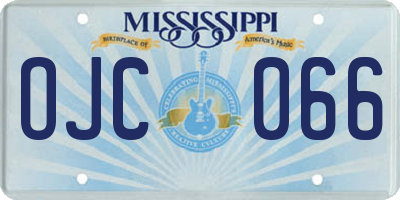 MS license plate OJC066
