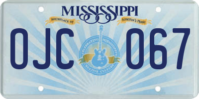 MS license plate OJC067
