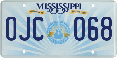 MS license plate OJC068
