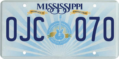 MS license plate OJC070
