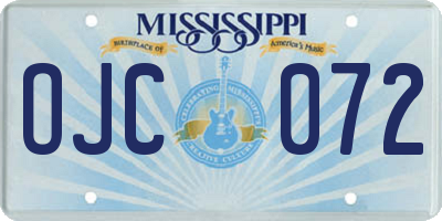 MS license plate OJC072