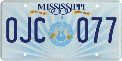 MS license plate OJC077