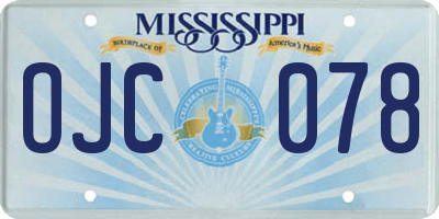 MS license plate OJC078