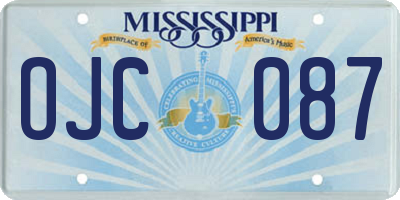 MS license plate OJC087