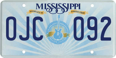 MS license plate OJC092