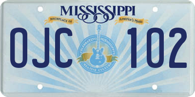 MS license plate OJC102