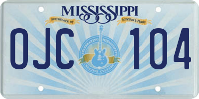 MS license plate OJC104