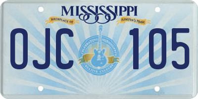 MS license plate OJC105