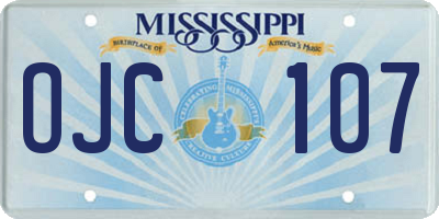 MS license plate OJC107