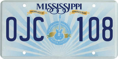 MS license plate OJC108