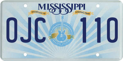 MS license plate OJC110