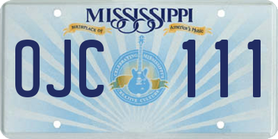 MS license plate OJC111