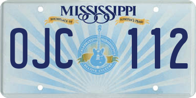 MS license plate OJC112