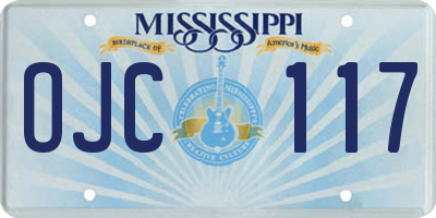 MS license plate OJC117