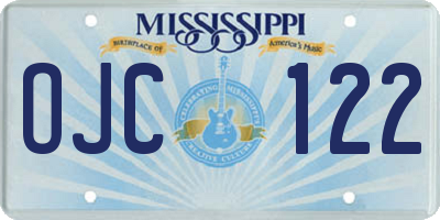 MS license plate OJC122