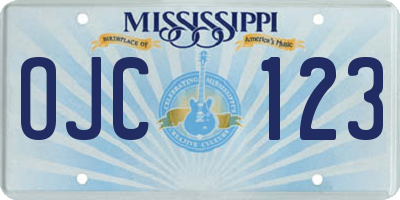 MS license plate OJC123