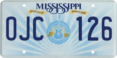 MS license plate OJC126