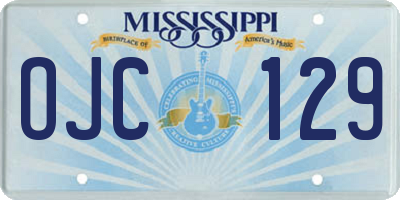 MS license plate OJC129