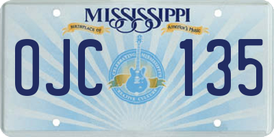 MS license plate OJC135