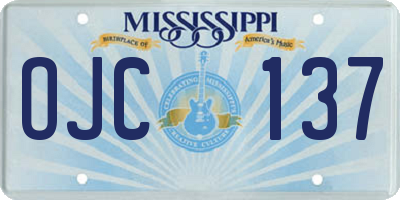 MS license plate OJC137