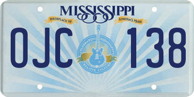 MS license plate OJC138